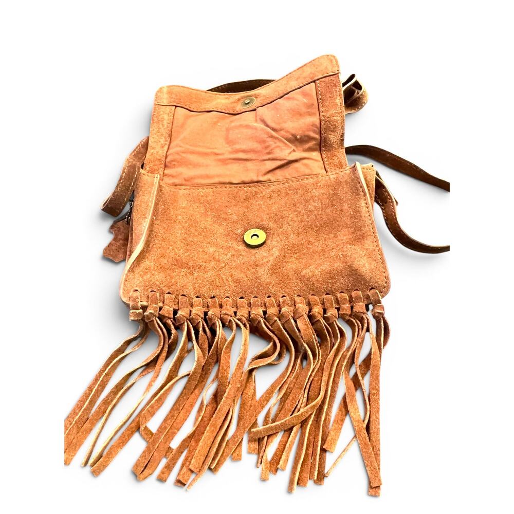 H&M leather suede fringe crossbody bag purse Bohemian Western Festival tassel - Picture 5 of 10